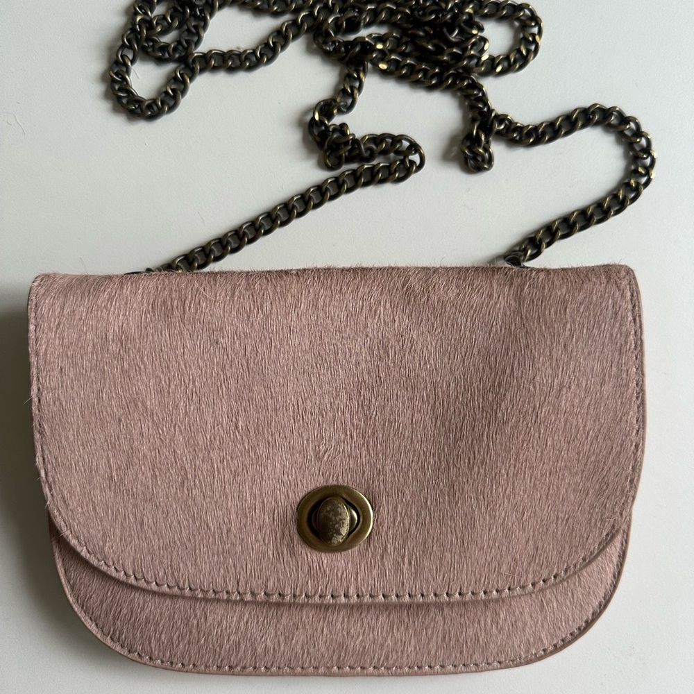 Pink ponyhair crossbody